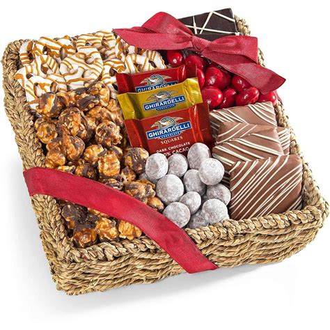 gift baskets with chocolate and nuts